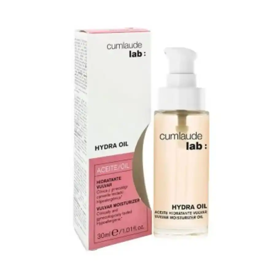 Aceite hidratante vulvar Hydra Oil de Cumlaude para la sequedad e irritación de la zona íntima femenina. Fórmula natural con rápida absorción y efecto calmante.